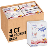 Crystal Light front packaging showing fruit punch variety and pack count for easy storage