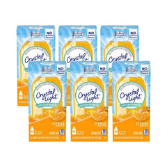 Crystal Light front packaging showing six citrus caffeine packets and benefits