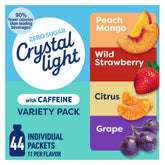 Crystal Light front packaging showing variety pack, convenient on-the-go choice