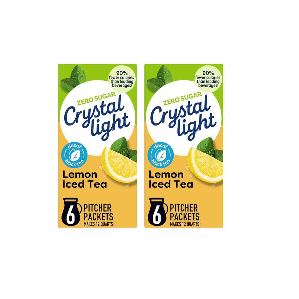 Crystal Light front canister showing lemon decaf flavor and convenience