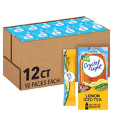Crystal Light front box showing lemon iced tea variety and 120 count - easy grab-and-go