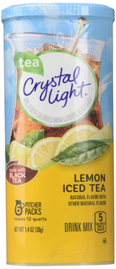 Crystal Light front packaging showing canister and lemon iced tea branding for quick identification