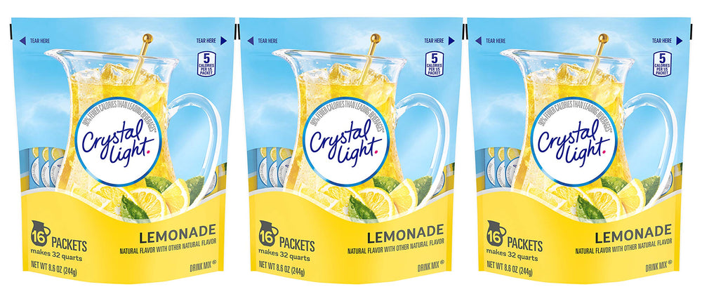 Crystal Light front packaging showing brand and lemonade flavor for quick selection