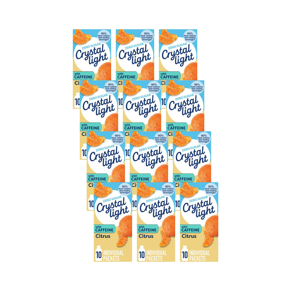Crystal Light front packaging showing citrus boxes and convenience benefit