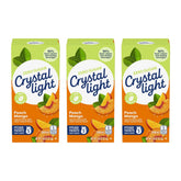 Crystal Light canister front showing peach mango green tea, clear flavor benefit