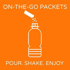 Crystal Light packet pouring into bottle showing simple on-the-go mixing benefit