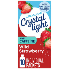 Crystal Light open single-serve packet beside a sealed packet for convenience