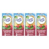 Crystal Light front packaging showing raspberry green tea, clear product view and benefit
