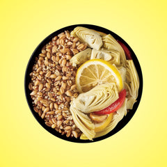 Cucina & Amore cooked farro salad bowl offering chewy texture and fiber