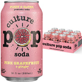 Culture Pop front can showing branding and flavor, highlights refreshing probiotic fizz