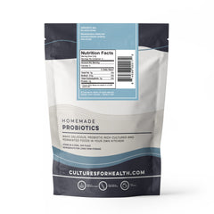 Close-up of Cultures For Health powder starter highlighting purity and consistent texture