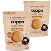 Cuppa Healthy Coffee front packaging showing salted caramel instant coffee benefits