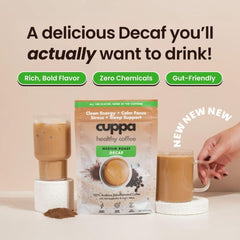 Cuppa Healthy Coffee powder close-up texture highlighting smooth blend
