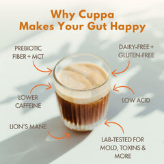 Cuppa Healthy Coffee powder close-up highlighting texture and mixability for smooth drinks