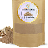 Cure wid Pure front pouch showing 8oz organic marshmallow root powder and clear branding benefit freshness