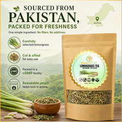 Cure wid Pure scooping dried lemongrass with measuring spoon illustrating portion control