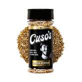 Cuso Cuts front label on 5 oz lemon pepper bottle showing clear branding and flavor