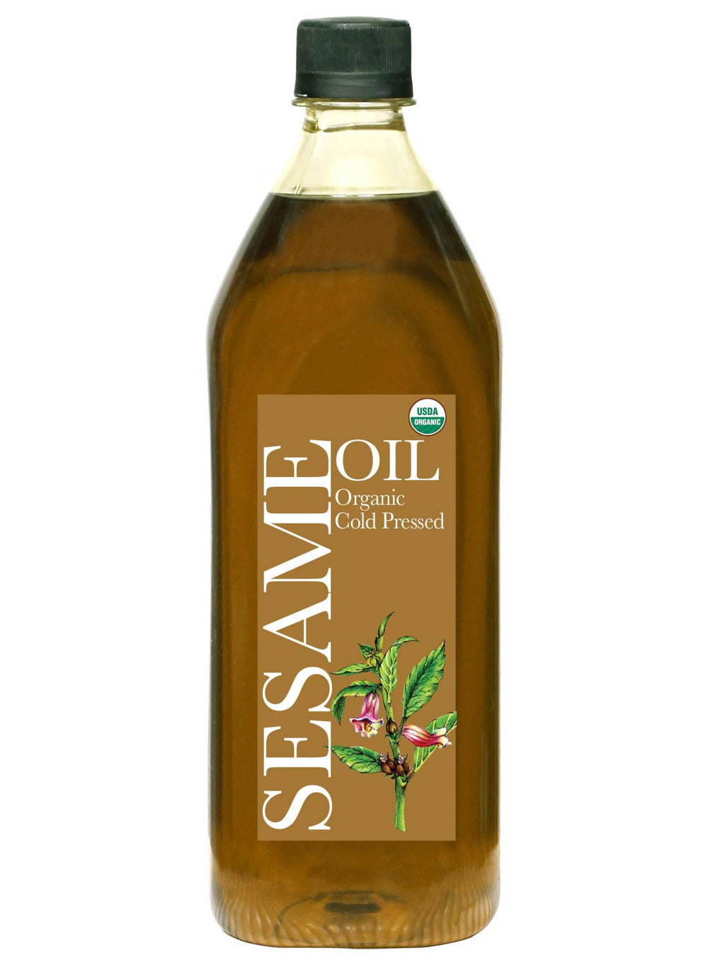 Daana sesame oil front label showing organic certification and bottle benefit