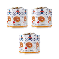 Daelmans pack front showing three wrapped stroopwafels and brand clarity for gifting