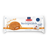 Daelmans stroopwafel pack front showing 8 individually wrapped waffles and branding benefit: convenient freshness