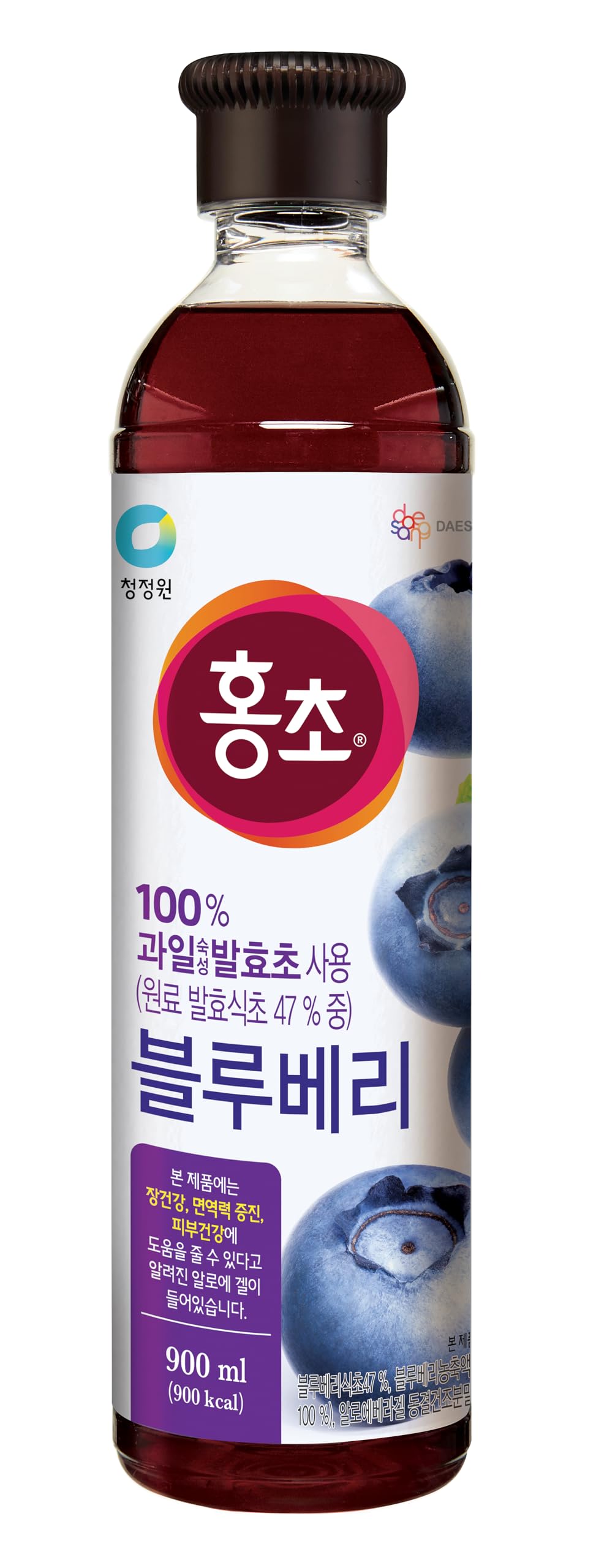 DAESANG bottle front view showing label and blue-purple hue, convenient drink base