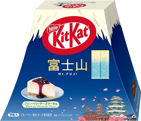DagashiyaBox KitKat Blueberry Cheesecake Mt. Fuji box front view showing collectible packaging and gifting appeal