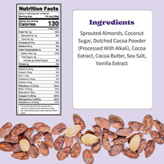 Daily Crunch close-up of cocoa-dusted almond texture highlighting airy crunch benefit