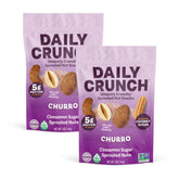 Daily Crunch front packaging showing Cinnamon Churro flavor and benefits