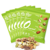 Daily Gourmet Nuts front packaging showing unsalted seven-nut assortment and benefits
