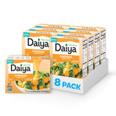 Daiya front packaging of cheddar sauce showing convenience and plant-based appeal