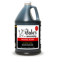 Dale's Steak Seasoning front label showing brand and gallon container for convenient serving