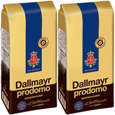 Dallmayr Prodomo front packaging showing twin 1.1 lb bags and brand clarity benefit
