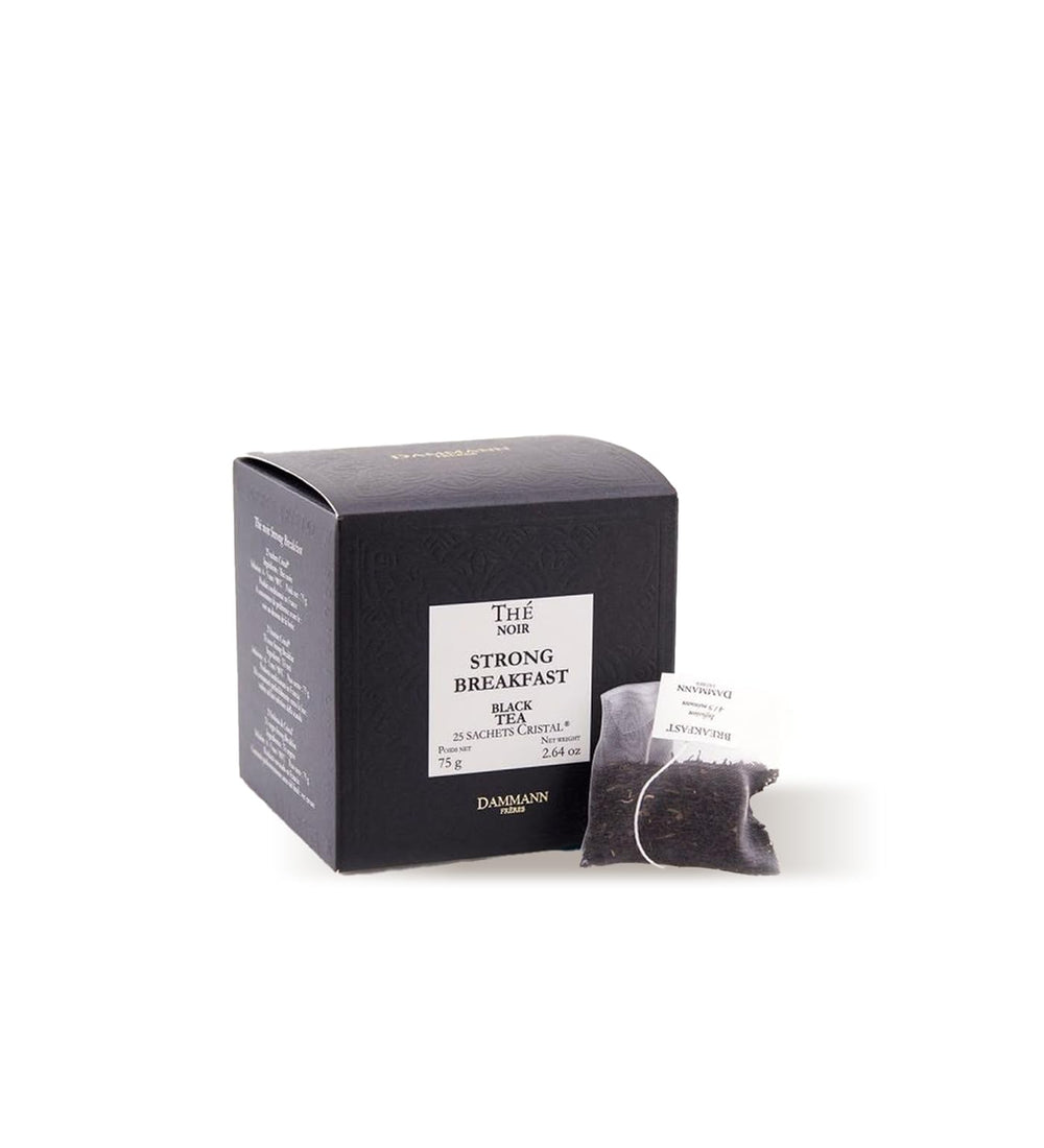 Dammann Freres front packaging showing the 25-count box and premium presentation benefits