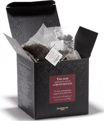 Dammann Frères front box showing Quatre Fruits Rouges, elegant packaging and quick identification