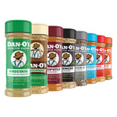 Dan-O's front packaging showing all eight bottles and bold variety
