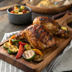 Dan-O's seasoning pouring onto meat delivering instant savory boost