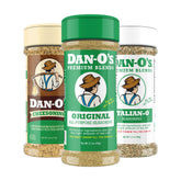 Dan-O's three bottle set front packaging showing all flavors and variety