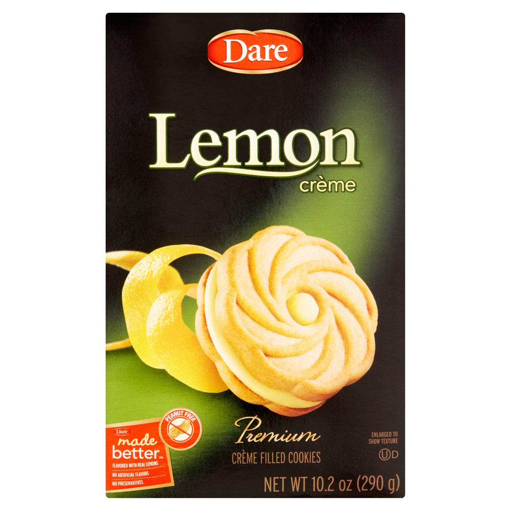 Dare lemon creme front packaging highlighting zesty flavor and convenient 3-pack