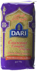 Dari whole wheat couscous front packaging shows brand and product for pantry convenience