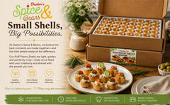 Dasher’s Spice & Beans mini shells filled with fruit and cream showing elegant dessert presentation