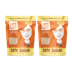 Date Lady front packaging showing 1 lb bag and organic label, highlights pantry-ready convenience
