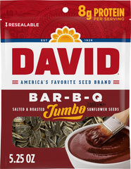 DAVID front packaging shows Bar-B-Q 5.25 oz bags and bold branding for quick selection