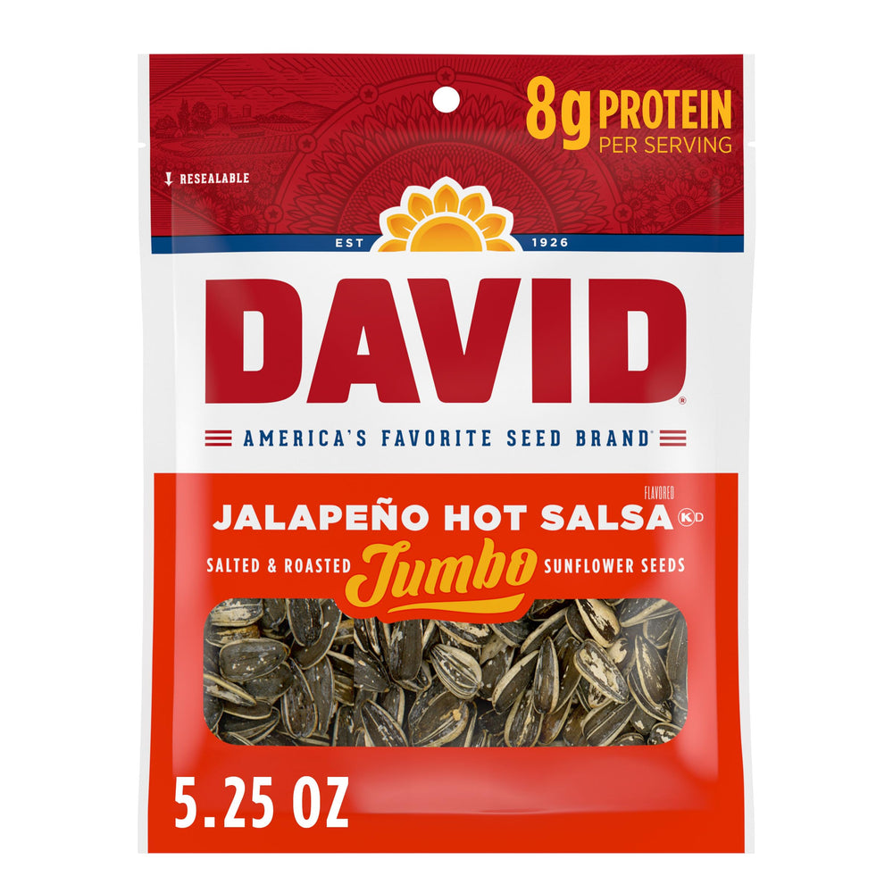 DAVID front packaging showing jalapeño hot salsa flavor and convenience