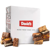 David's COOKIES carton front view showing gift-ready brownie packaging and appeal