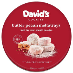 David's COOKIES front of 32 oz tin shows packaging and brand, ideal for gifting