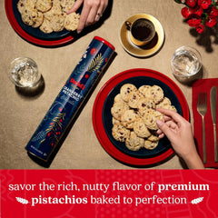 David's Cookies pistachio detail on biscuit showing roasted nut crunch benefit: added texture