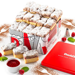 David's COOKIES front tin packaging showing attractive gift presentation and brand recognition