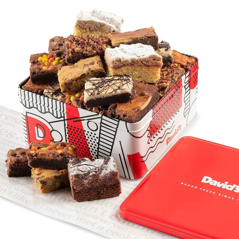 David's COOKIES decorative tin front view highlighting gift-ready presentation and sturdiness