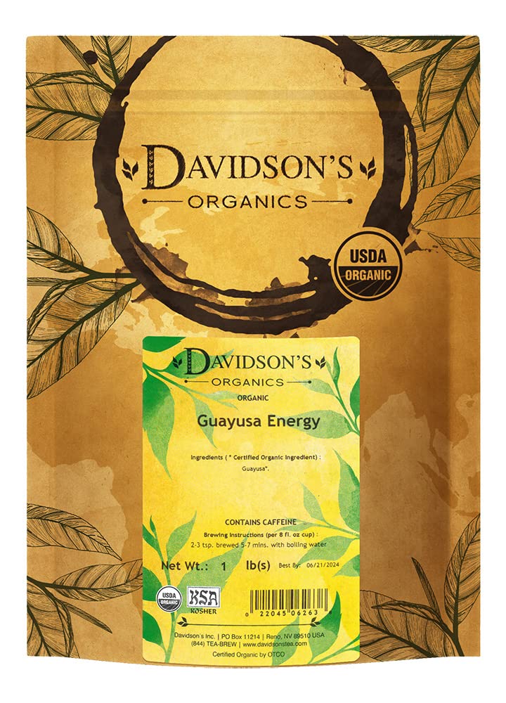 Davidson's bag front packaging showing 16 ounce organic guayusa for sustained energy