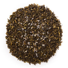 Davidson's close-up of loose green tea leaves revealing texture and quality